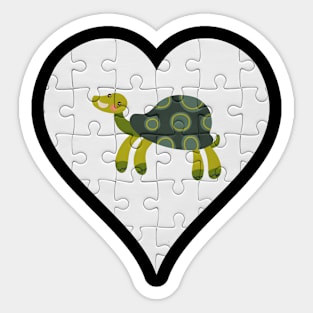 Jigsaw  Turtle Heart Design - Fish Turtle Sticker